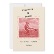 レッドとクリームのモダン ミニマル ファン レトロ ウェディング