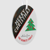 レッドとグリーンのクリスマスツリーの家族の休日の雰囲気 オーナメント (正面)
