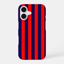 レッドとネイビーブルーの航海ストライプ iPhone 16ケース