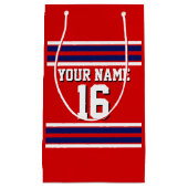 レッドとネイビーホワイトストライプズのチームジャージー スモールペーパーバッグ (正面)