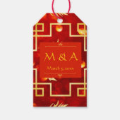 レッドと金ゴールドドラゴン結婚ズ ギフトタグ (正面)