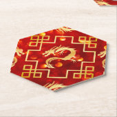 レッドと金ゴールドドラゴン結婚ズ ペーパーコースター (アングル)