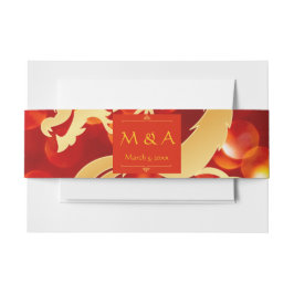 レッドと金ゴールドドラゴン結婚ズ 招待状ベリーバンド