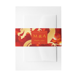 レッドと金ゴールドドラゴン結婚ズ 招待状ベリーバンド