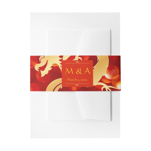 レッドと金ゴールドドラゴン結婚ズ 招待状ベリーバンド (正面例)