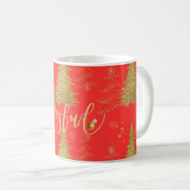 レッドのクリスマスにゴールドで JOYFUL コーヒーマグカップ