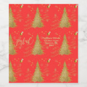 レッドのクリスマスに輝くゴールドのJOYFUL ワインラベル (シングルラベル)