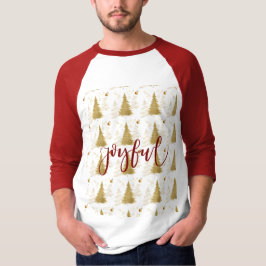 レッドのクリスマス+ホリデーパーティーにゴールドでJOYFUL Tシャツ