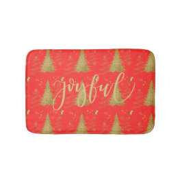 レッドのクリスマス+ホリデーパーティーのゴールドJOYFUL バスマット