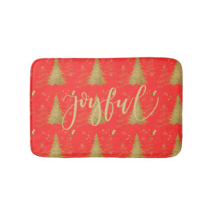 レッドのクリスマス+ホリデーパーティーのゴールドJOYFUL バスマット