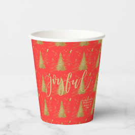 レッドのクリスマス+ホリデーパーティーのゴールドJOYFUL 紙コップ