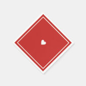 レッドのミニマル愛ハート結婚ズ スタンダードカクテルナプキン (角)