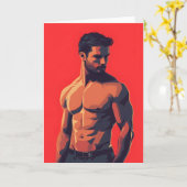 レッドの卑猥な同性愛者向けグリーティングカード カード (黄色い花)