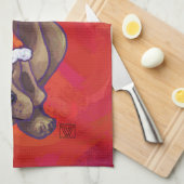 レッドの犬のクリスマス キッチンタオル (四つ折り)