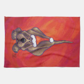 レッドの犬のクリスマス キッチンタオル (横)