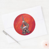 レッドの犬のクリスマス ラウンドシール (封筒)