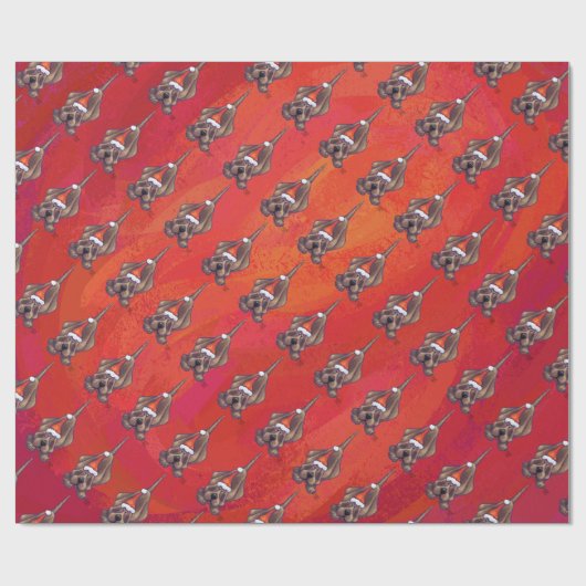 レッドの犬のクリスマス ラッピングペーパー (フラット)