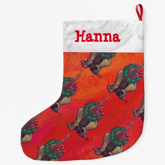 レッドの犬のクリスマス ラージクリスマスストッキング (裏面)