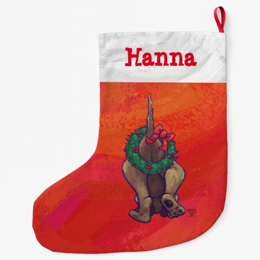 レッドの犬のクリスマス ラージクリスマスストッキング (裏面)