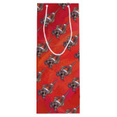 レッドの犬のクリスマス ワインギフトバッグ (裏面)