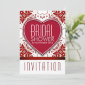 レッドはっきりしたろうけつ染めラブハートブライダルシャワー 招待状 (スタンド正面)