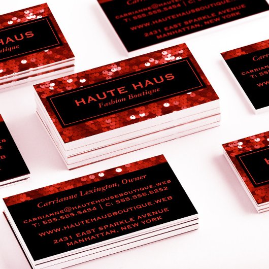 レッドはっきりしたシークインプロフェッショナル 名刺