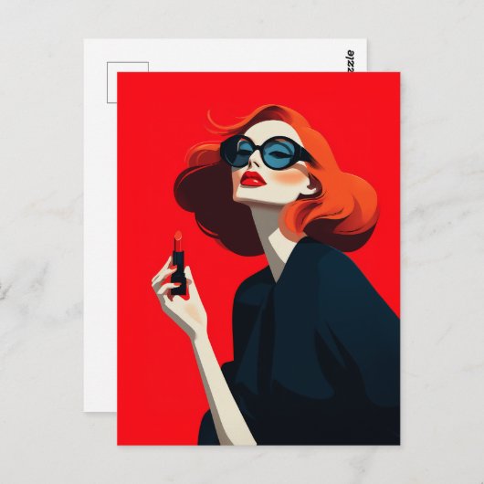 レッドはっきりしたレトログラマー ポストカード (正面/裏面)