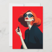 レッドはっきりしたレトログラマー 招待状 (正面)