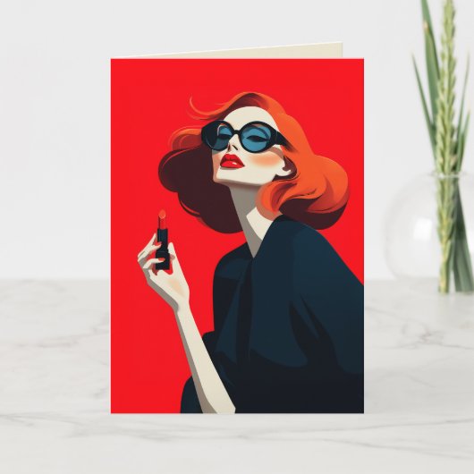 レッドはっきりしたレトログラマー 招待状 (正面)