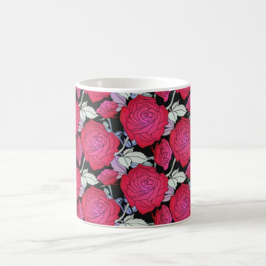 レッドはっきりしたローゼスフローラエレガンス コーヒーマグカップ (中央)