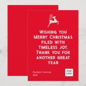 レッドはっきりした文字ビジネスクリスマスフラットホリデーカード シーズンカード (正面/裏面)