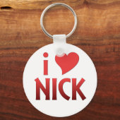 レッドはっきりしたIハートニックキーチェーン キーホルダー (正面)