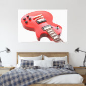 レッドアイコニック電気ギター40x60 キャンバスプリント (インサイチュ (寝室))