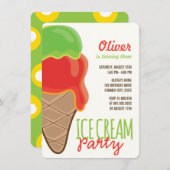 レッドアイスクリームボーイサマーバースデーパーティー招待状 招待状 (正面/裏面)
