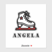 レッドアイススケートで滑るスタースケートガールの名前かわいガーリー シール (シート)