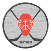 レッドアイスホッケーヘルメット及びスティックタイポグラフィ アイスホッケーパック (正面)