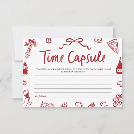 レッドアイタリアンモーレタイムカプセルブライダルシャワーゲーム 招待状 (正面)