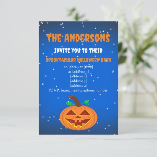 レッドアイドハロウィーンカボチャ招待状 招待状 (スタンド正面)