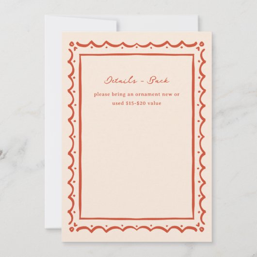 レッドアイボリードードルオーナメントエクスチェンジホリデーパーティー 招待状 (裏面)