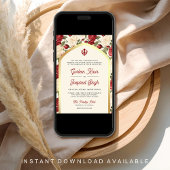 レッドアイボリーフローラパンジャビアナンドKarajシーク結婚ズ 招待状