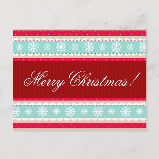 レッドアクアスノーフレーク・パターン「メリークリスマス」 シーズンポストカード (正面)