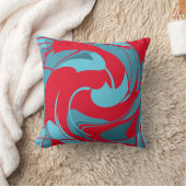 レッドアクアターコイズスワーリング抽象芸術フラワーデザイン クッション (ブランケット)