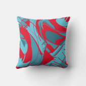 レッドアクアターコイズフローリング抽象芸術フローラデザイン クッション (裏面)