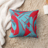 レッドアクアターコイズラ離れッシュ抽象芸術アートデザイン クッション (ブランケット)