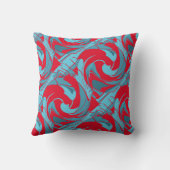 レッドアクアターコイズ対角トワイリングアートデザイン クッション (裏面)