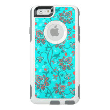 レッドアクアティール（緑がかった色）ヴィンテージフローラルパターン