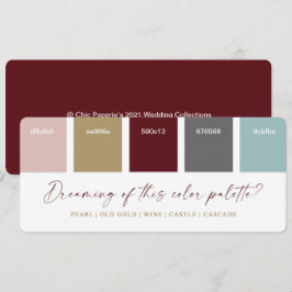 レッドアクア＆ゴールド ホリデー ウェディング カラー パレット カード