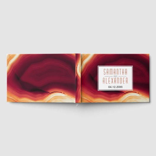 レッドアゲートモダン秋の結婚式ゲストブック ゲストブック (全面)