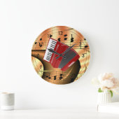 レッドアコーディオン抽象デザイン ラージ壁時計 (ホーム)