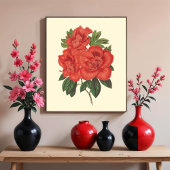 レッドアザレア植物性イラストレーション ポスター